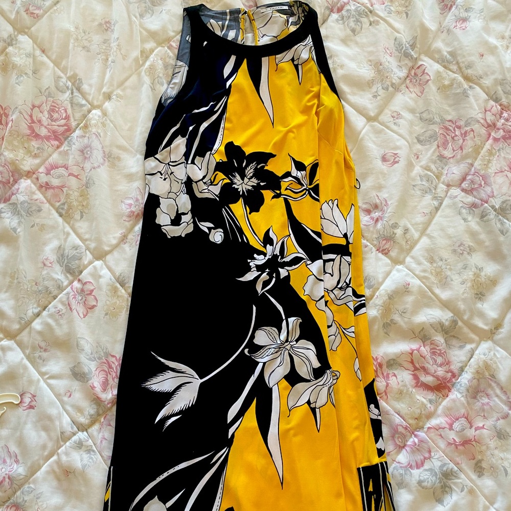 Tahari black & yellow dress - perfect for tropical vacation